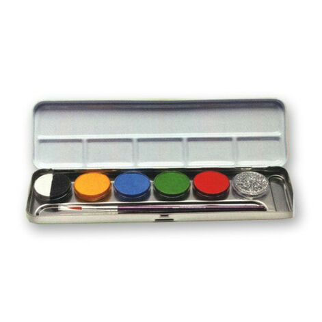 Eulenspiegel Profi-Aqua Kombi Palette for Face and Body Painting, 6x2g